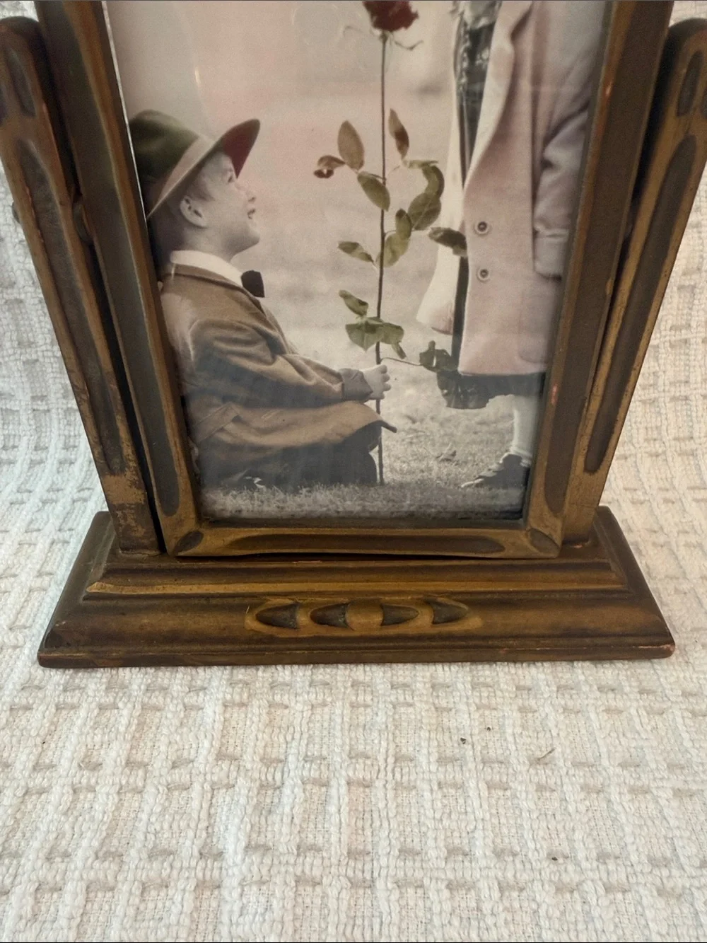 Vintage wood swivel gold bronzed picture frame